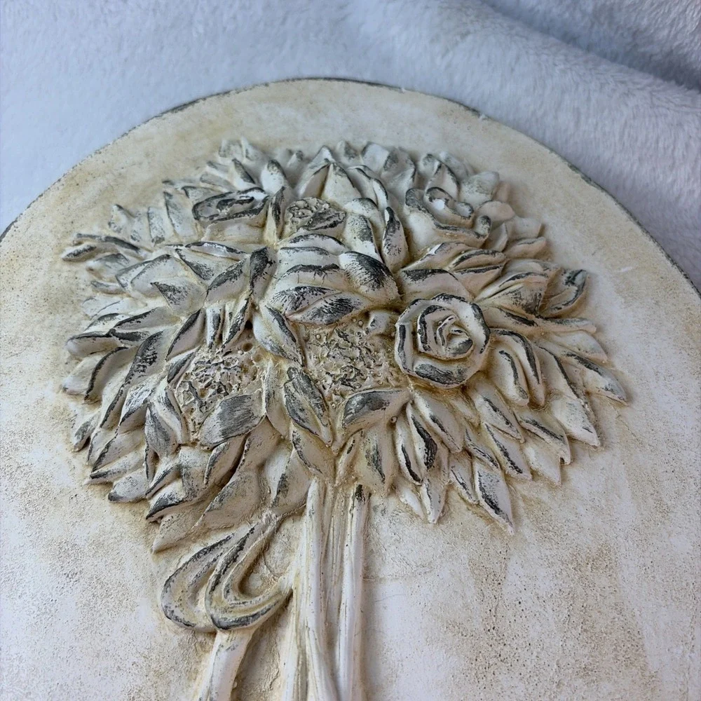 Vintage Momo Mitrovich Canada Scents Floral Plaster Relief Wall Plaque Shabby